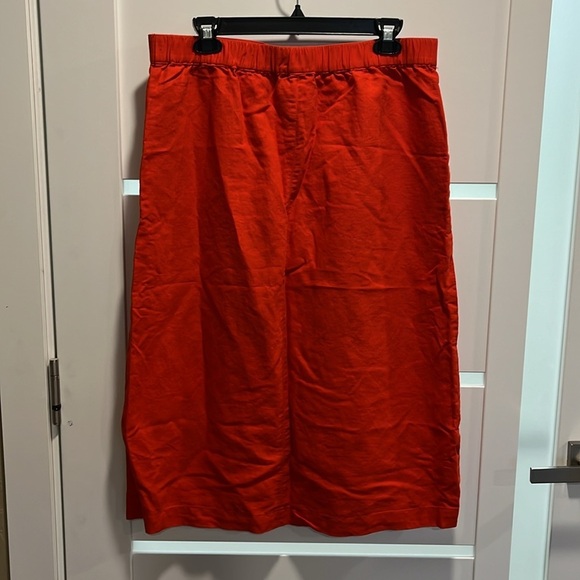 Women's Universal Thread Red Button Front Linen Blend Pencil Skirt Pockets Large - Picture 2 of 6